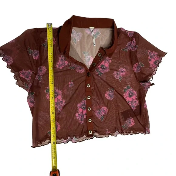 FINAL NWOT FP Florence Mesh Floral Crop Top/Mini Skirt Set m Cocoa combo - Picture 5 of 14
